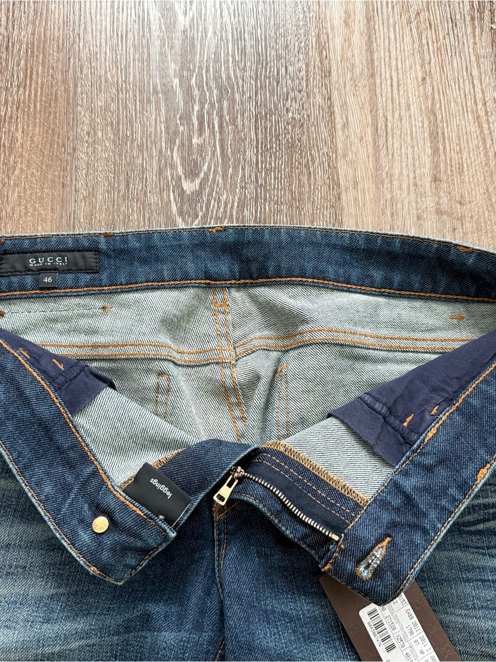 Vintage Y2K Gucci Blue Washed Slim Straight Jeans - Picture 5 of 9